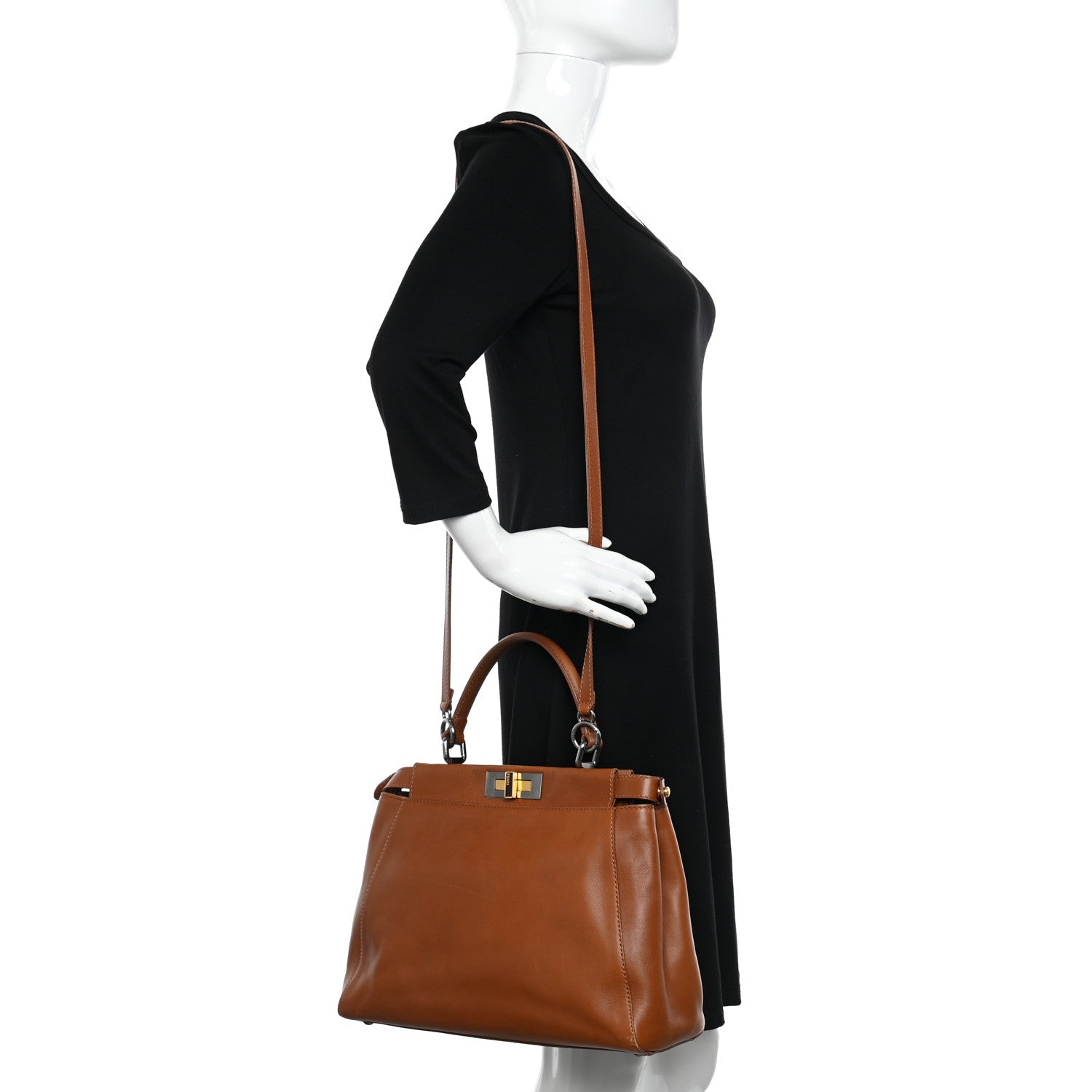 Fendi Vitello Suede Medium Peekaboo Iconic Satchel Cuoio Rame Moro 2 of 20