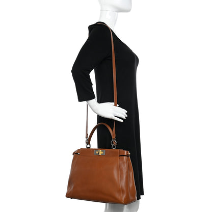 Fendi Vitello Suede Medium Peekaboo Iconic Satchel Cuoio Rame Moro 2 of 20