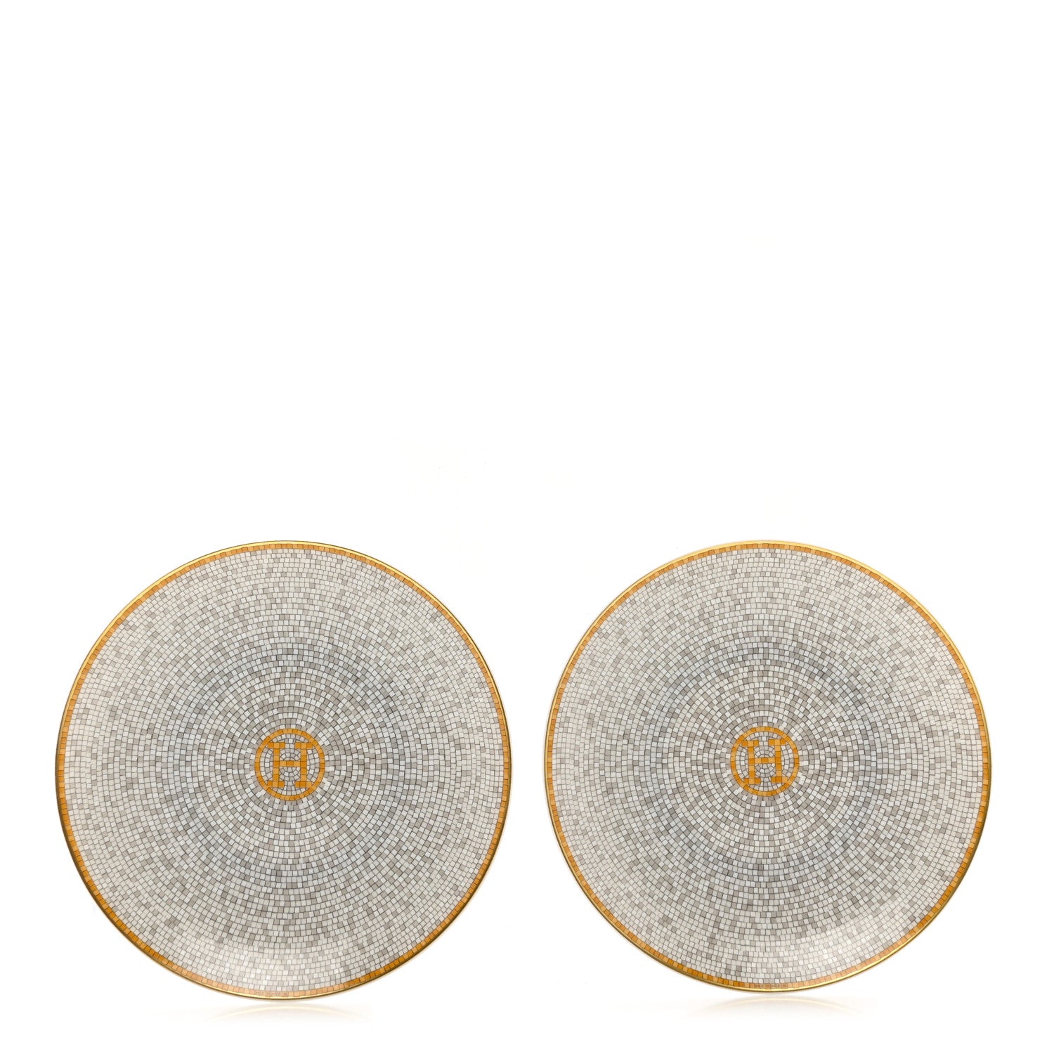 Hermes Porcelain Mosaique Au 24 Bread And Butter Plate Set of 2 Gold 1 of 6