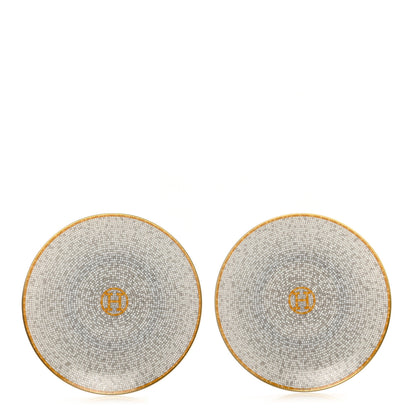 Hermes Porcelain Mosaique Au 24 Bread And Butter Plate Set of 2 Gold 1 of 6
