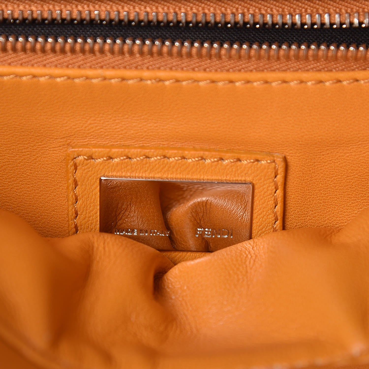Fendi Nappa Mini Peekaboo Iconic Satchel Giallo Syrup 9 of 20