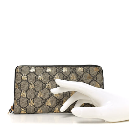 Gucci GG Supreme Monogram Bees Zip Around Wallet 2 of 8