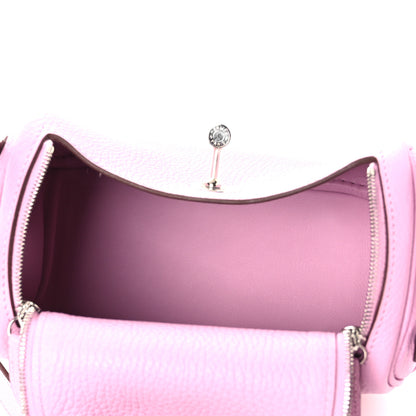 Hermes Taurillon Clemence Mini Lindy 20 Mauve Sylvestre 5 of 14