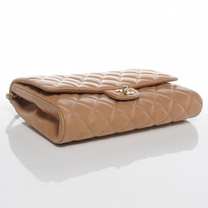 Chanel Lambskin Quilted Clutch Flap Beige 4 of 8