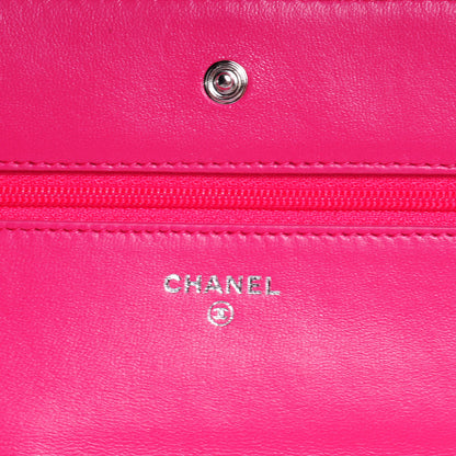 Chanel Lambskin Wallet On Chain WOC Dark Pink 6 of 9