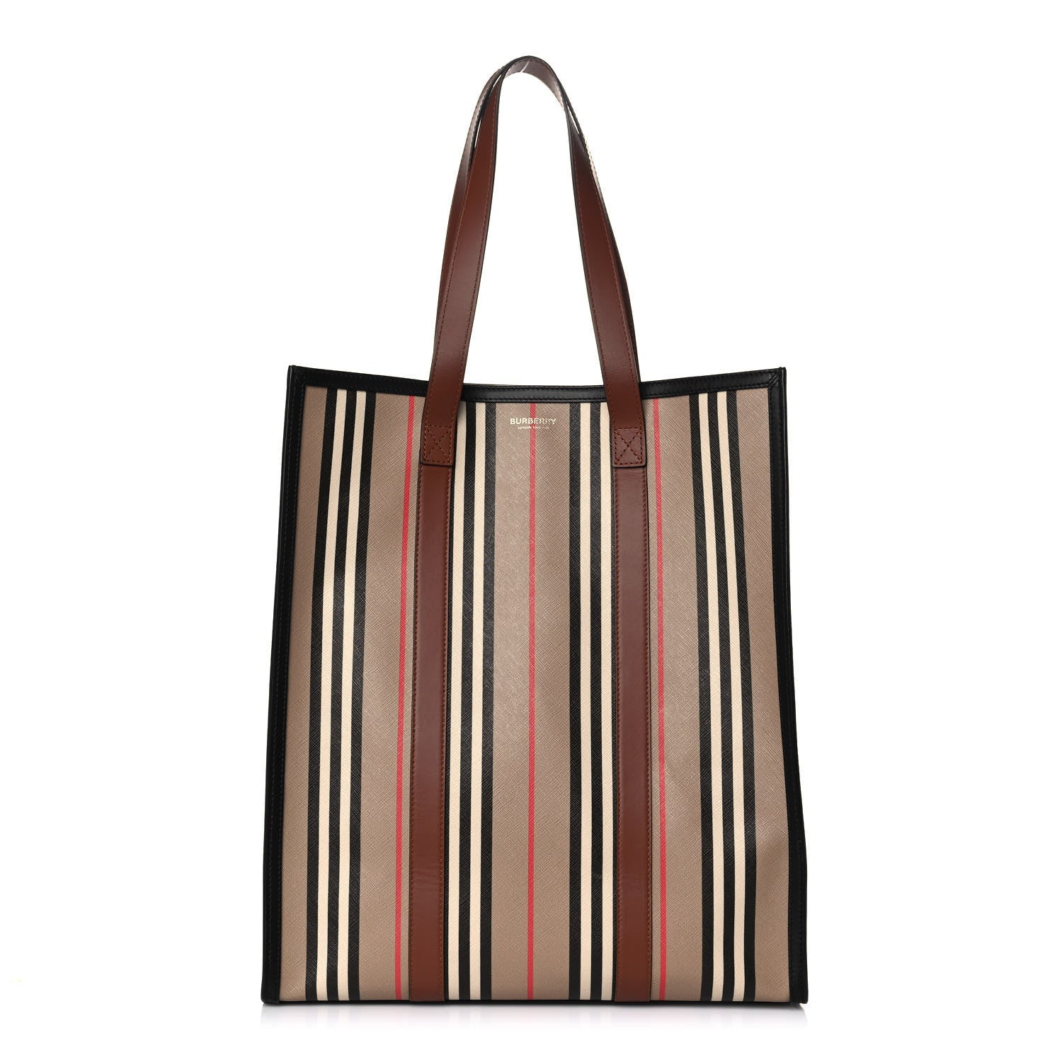 Burberry E-Canvas Stripe Book Tote Archive Beige 1 of 12