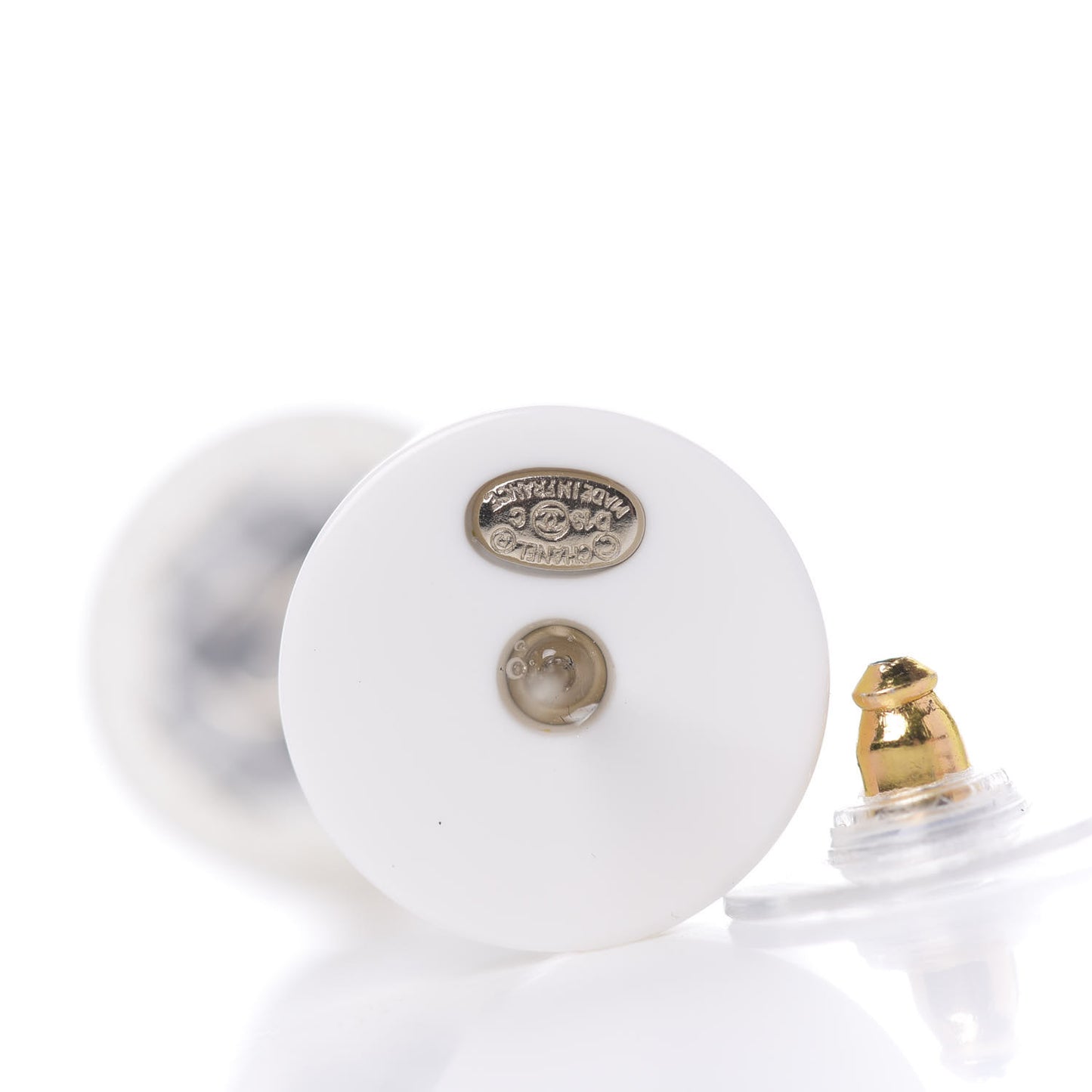 Resin Pearl CC Earrings White Black