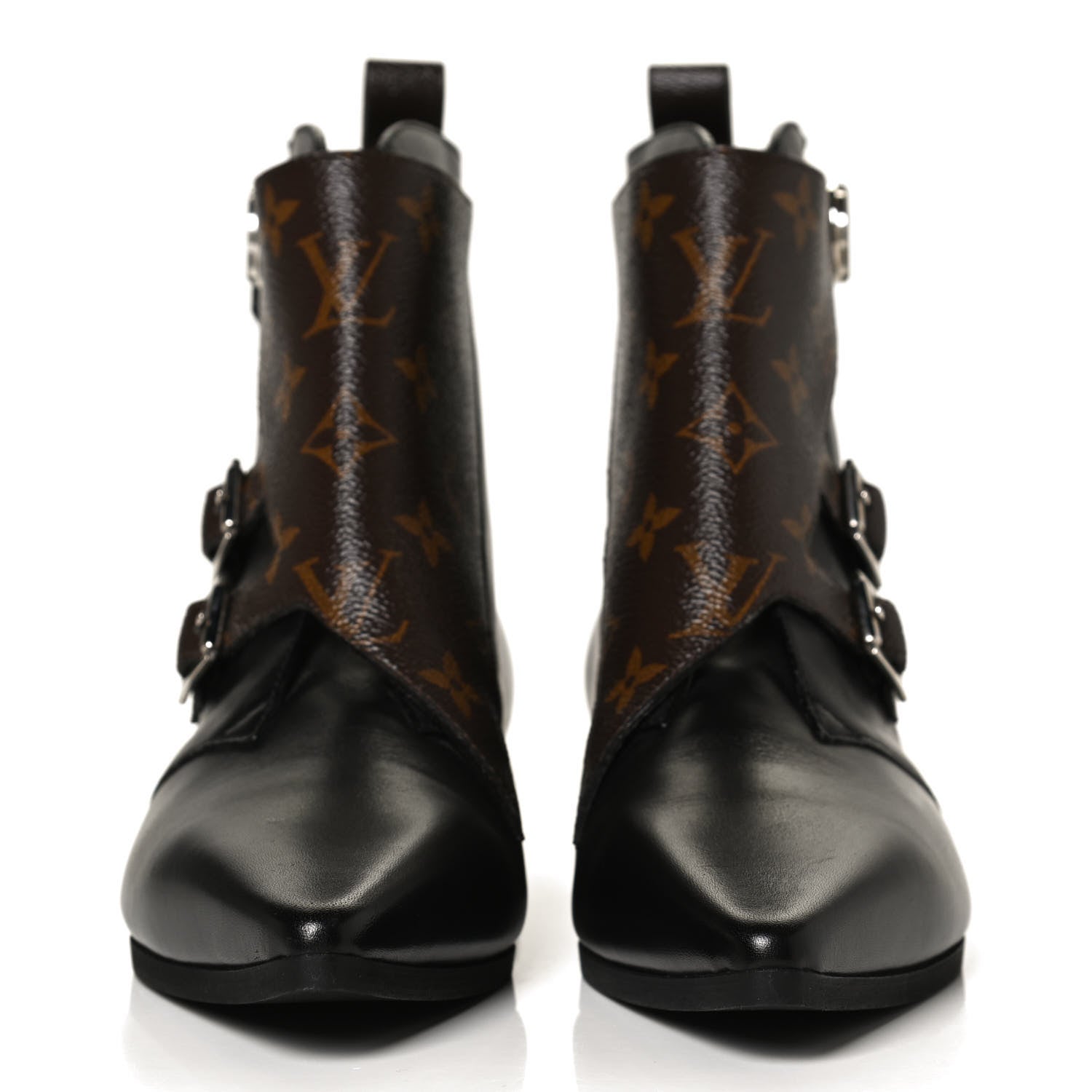 Louis Vuitton Calfskin Monogram Jumble Flat Ankle Boots 37 Black 2 of 11
