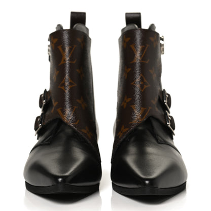 Louis Vuitton Calfskin Monogram Jumble Flat Ankle Boots 37 Black 2 of 11