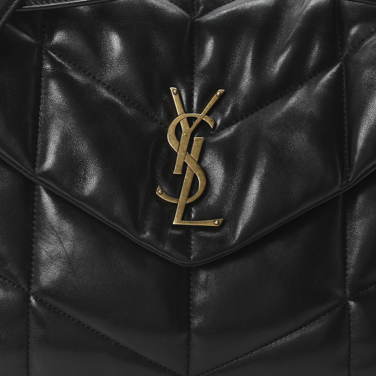 Lambskin Quilted Medium Loulou Puffer Monogram Chain Satchel Black