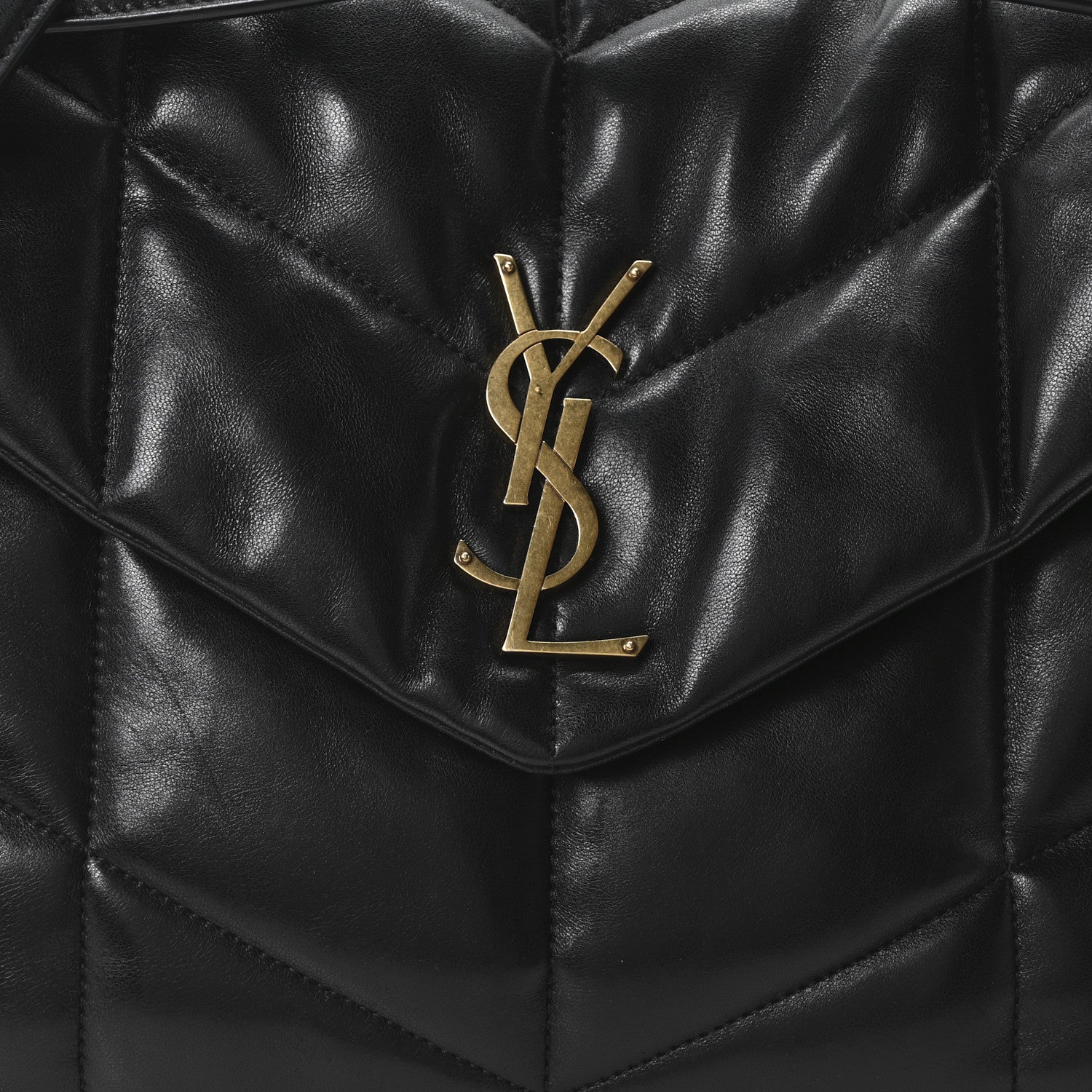 Saint Laurent Lambskin Quilted Medium Loulou Puffer Monogram Chain Satchel Black 8 of 11