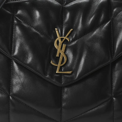 Saint Laurent Lambskin Quilted Medium Loulou Puffer Monogram Chain Satchel Black 8 of 11
