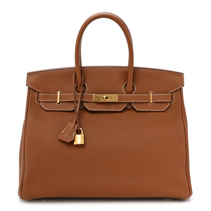 Hermes Togo Verso Birkin 35 Gold Geranium 1 of 13