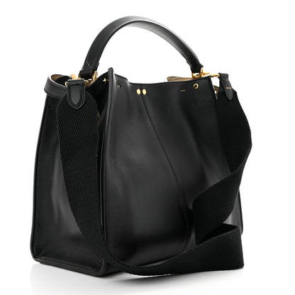 Fendi Vitello Seta Glazed Fabric FF 1974 Medium Peekaboo X-Lite Black Mogano Panna 3 of 10