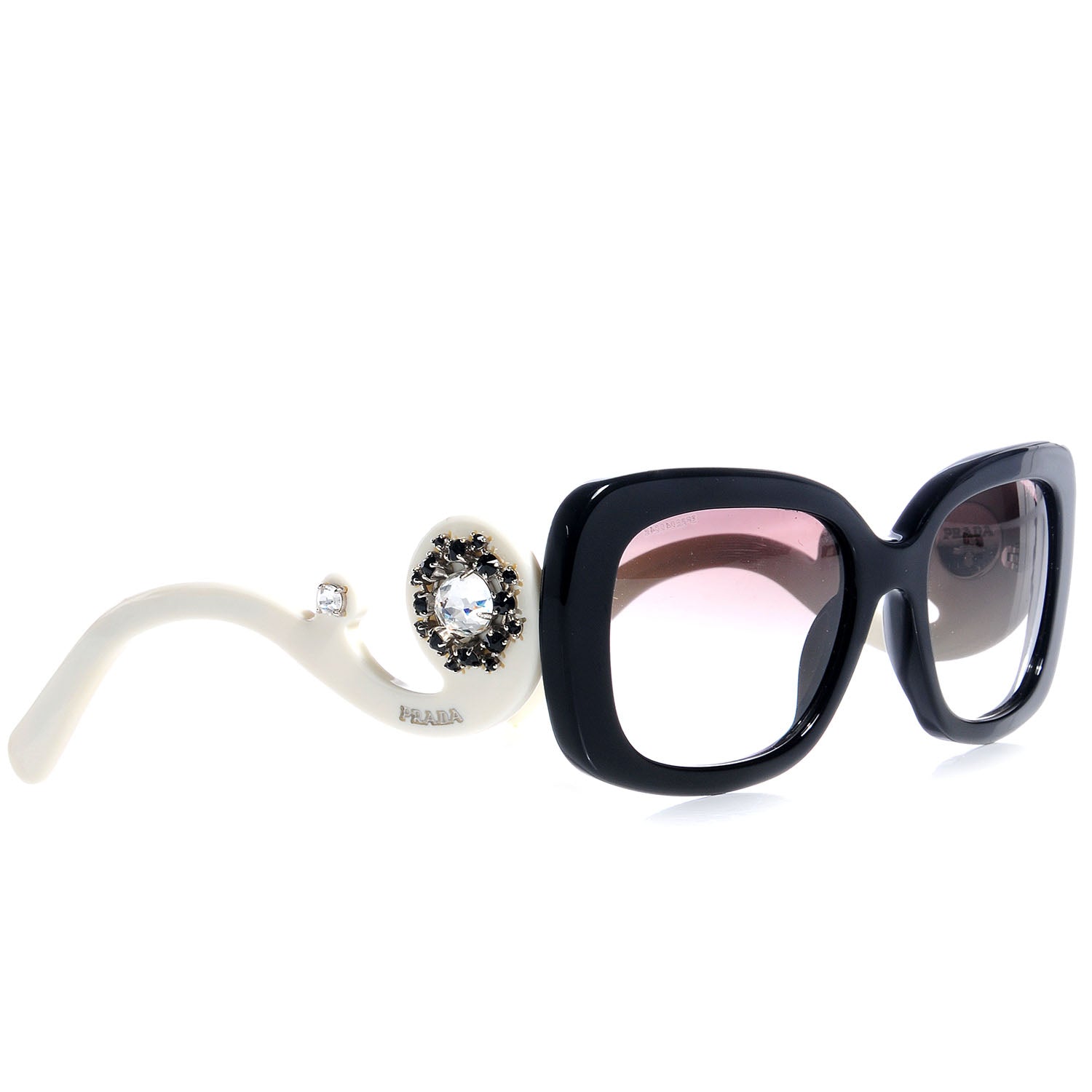 Prada Minimal Baroque Sunglasses Black White 2 of 5