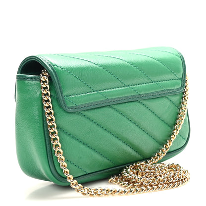 Gucci Azalea Calfskin Enamel Matelasse Diagonal Super Mini Torchon GG Marmont Shoulder Bag New Shamarock Emerald 3 of 10