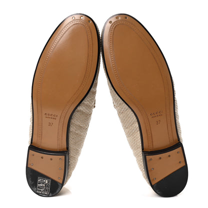 Gucci Raffia Elaphe Matelasse Horsebit Womens Jordaan Loafers 37 Natural Cream Brown 5 of 8