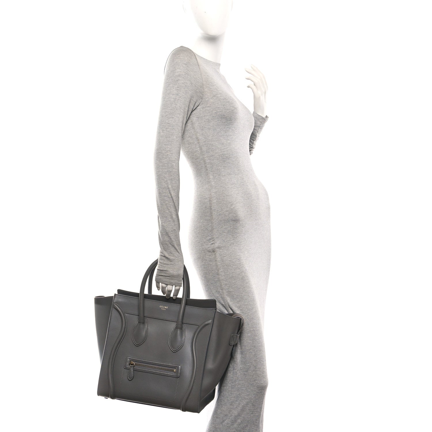 Celine Smooth Calfskin Mini Luggage Grey 2 of 11