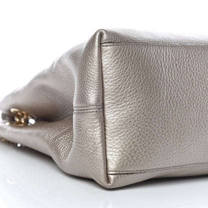 Gucci Metallic Pebbled Calfskin Medium Soho Chain Shoulder Bag Golden Beige 5 of 15