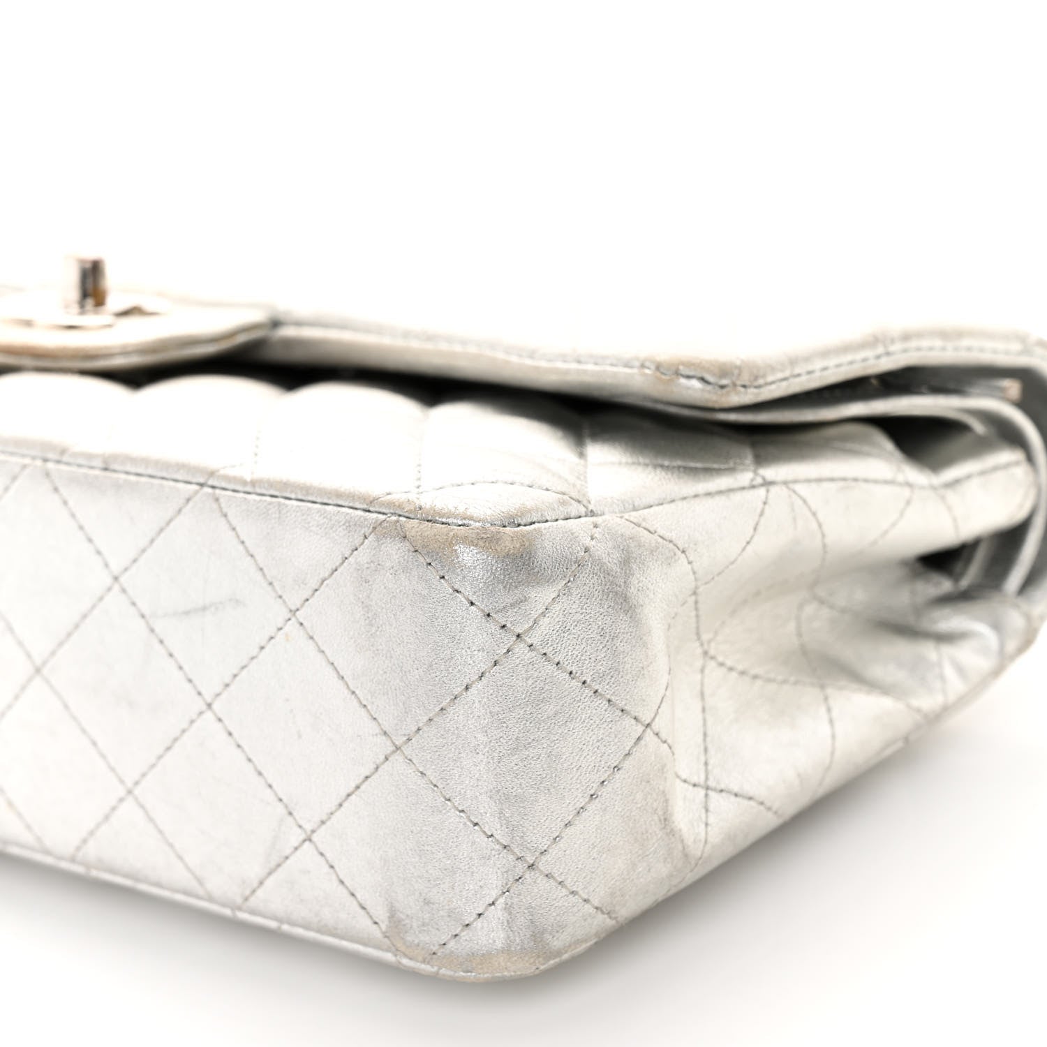 Chanel Metallic Lambskin Quilted Medium Double Flap Silver 10 of 10