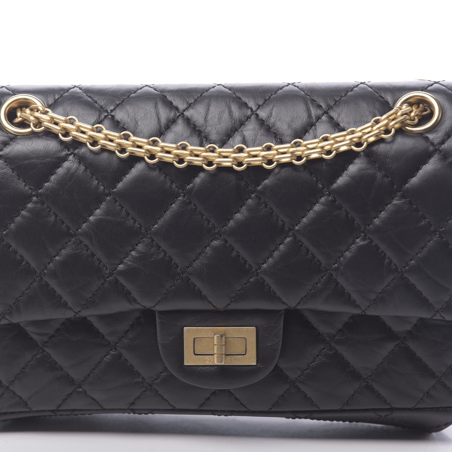 Aged Calfskin Quilted 2.55 Reissue 225 Flap Black