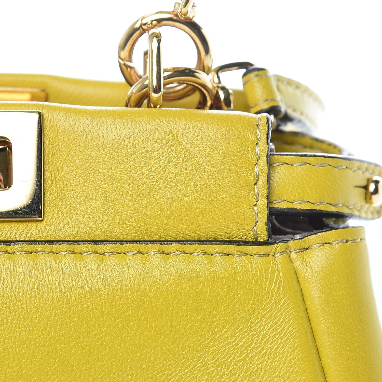 Fendi Shiny Nappa Micro Peekaboo Iconic Satchel Lime 11 of 11