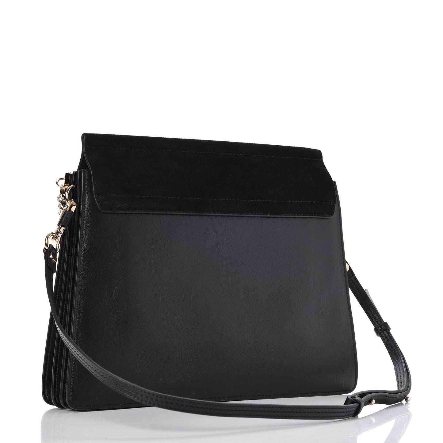 Suede Calfskin Medium Faye Shoulder Bag Black