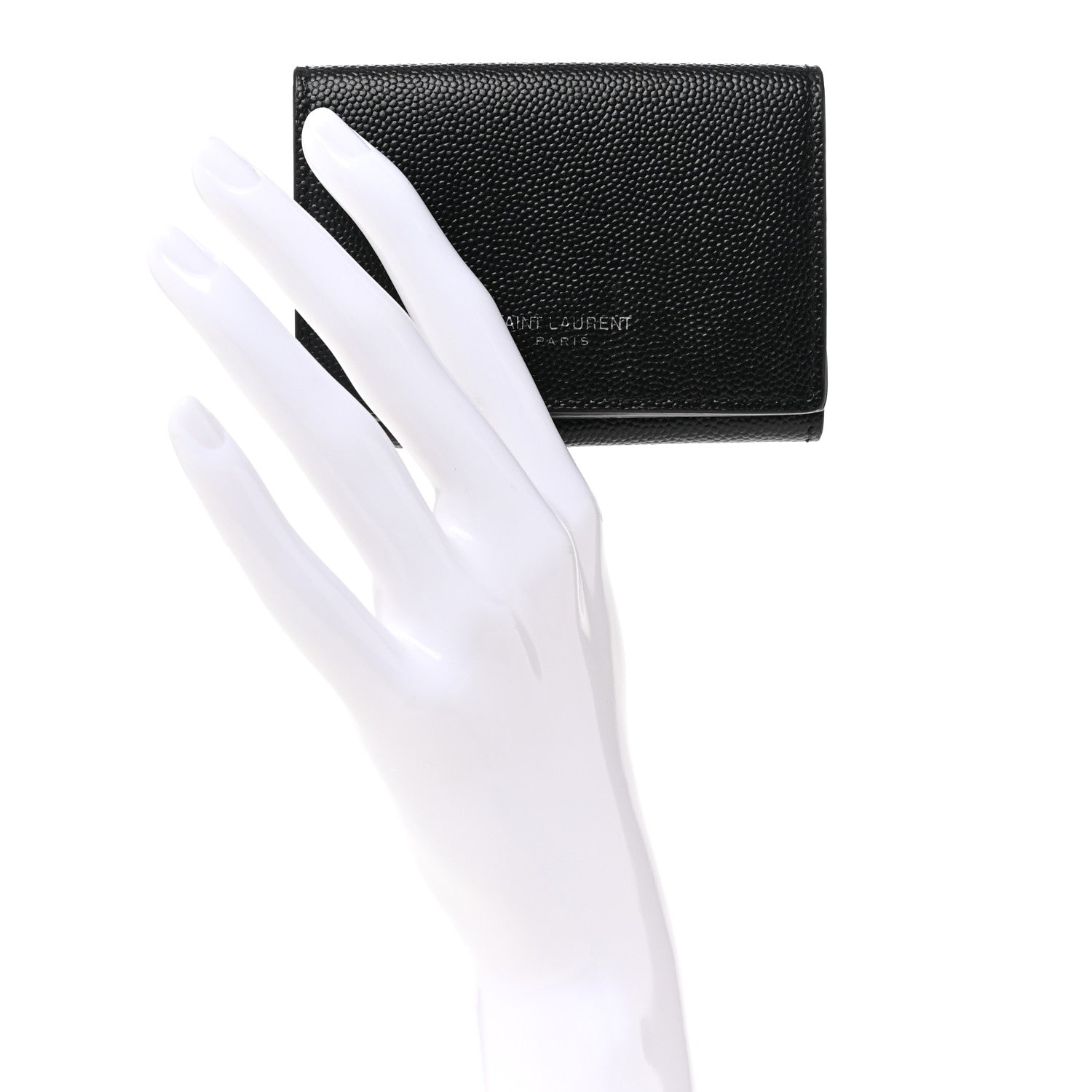 Saint Laurent Grain De Poudre Tiny Tri Fold Wallet Black 2 of 6