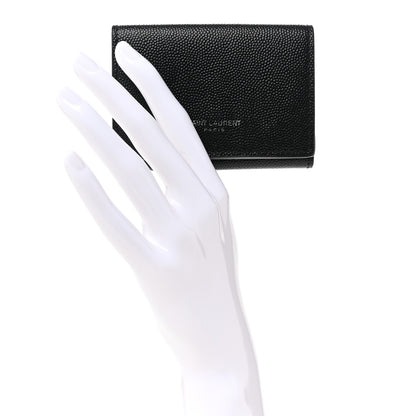 Saint Laurent Grain De Poudre Tiny Tri Fold Wallet Black 2 of 6