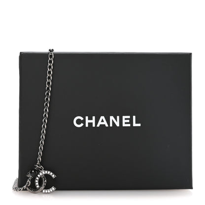 Chanel Crystal Textured CC Pendant Necklace Ruthenium 6 of 6