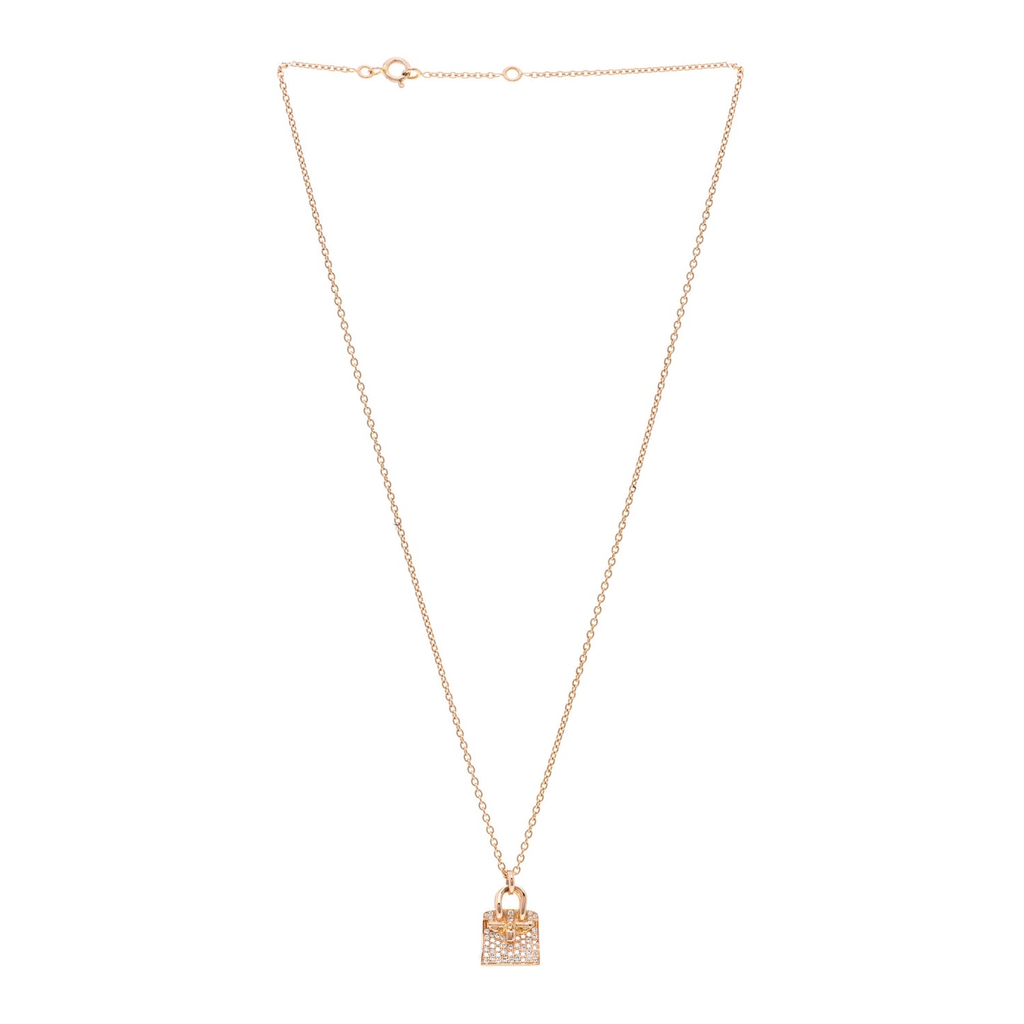 18K Rose Gold Diamond Birkin Amulette Pendant Necklace
