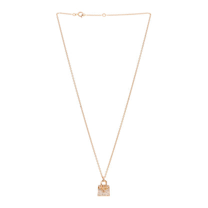 Hermes 18K Rose Gold Diamond Birkin Amulette Pendant Necklace 3 of 5
