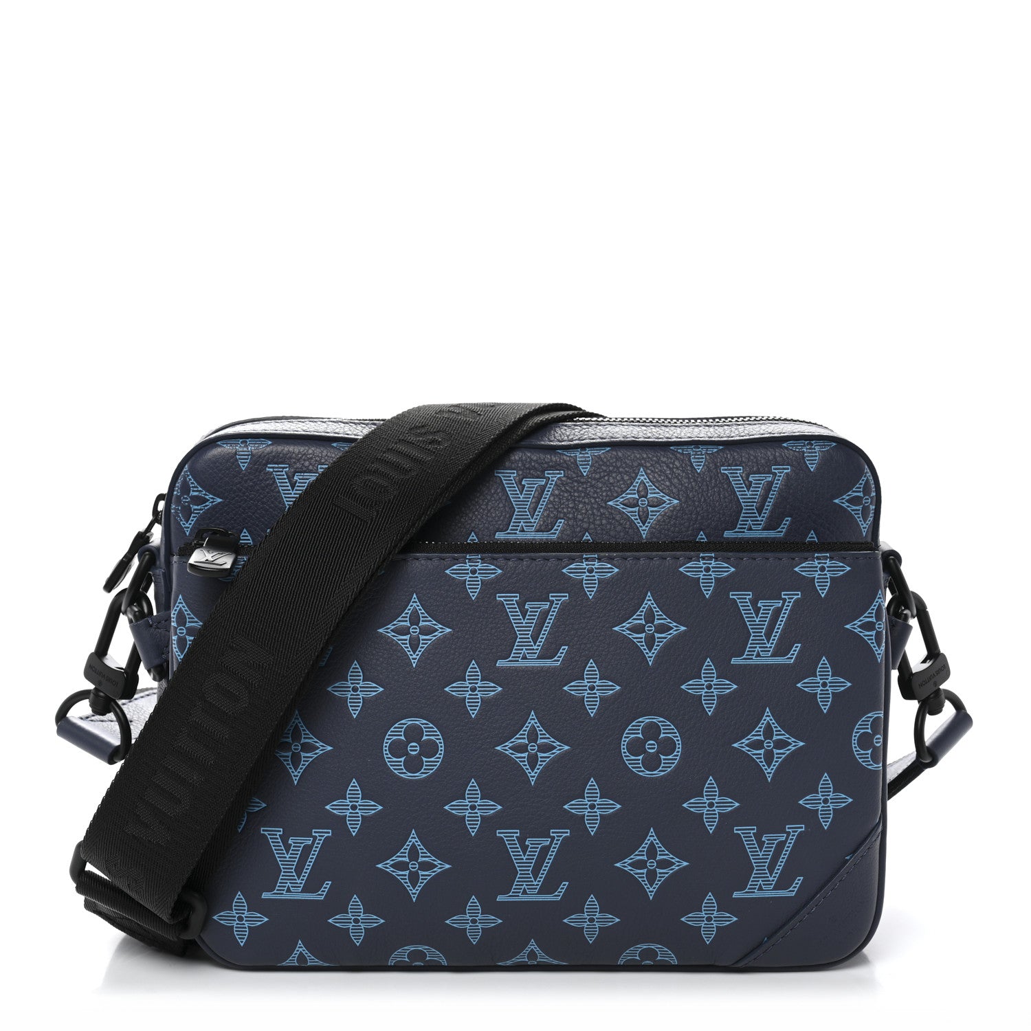 Louis Vuitton Calfskin Monogram Shadow Trio Messenger Navy River Blue 1 of 10