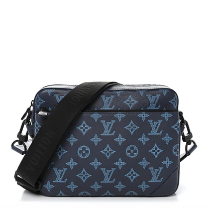 Louis Vuitton Calfskin Monogram Shadow Trio Messenger Navy River Blue 1 of 10
