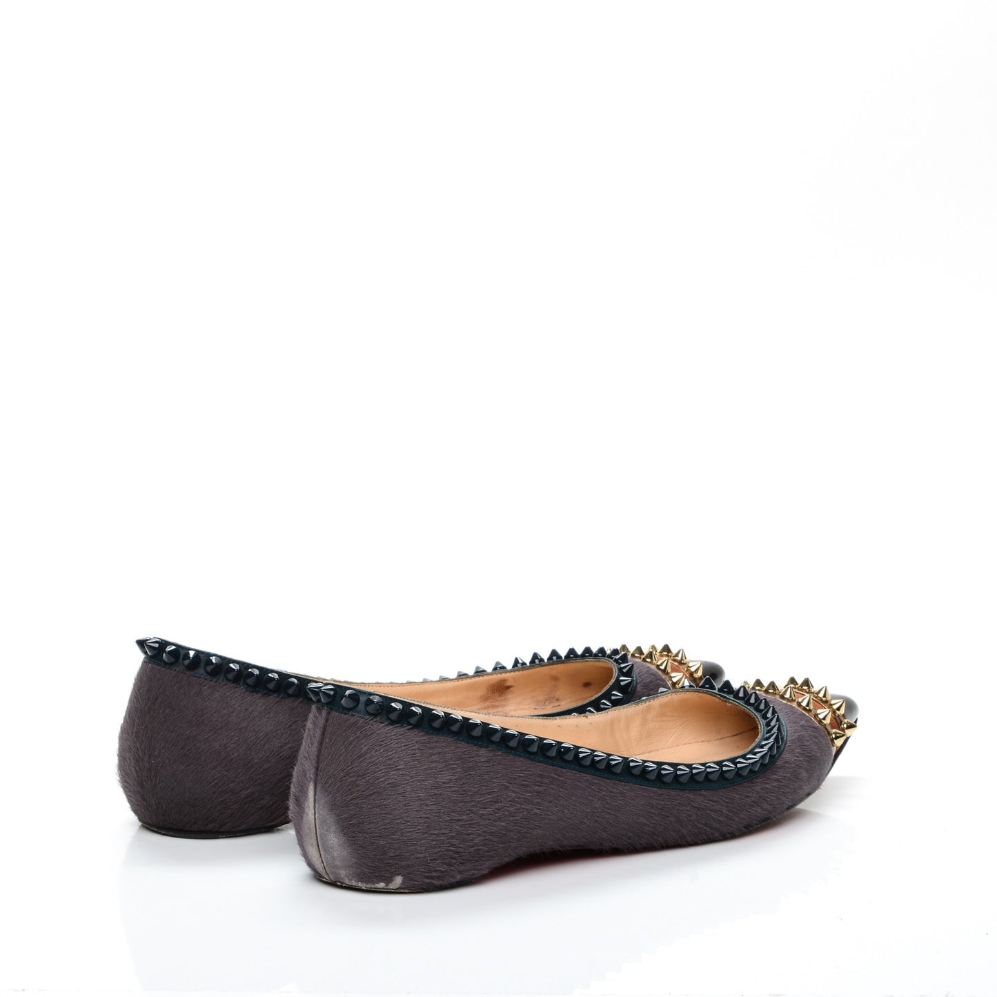 Pony Hair Malabar Spiked Flats 37.5 Grey Multi
