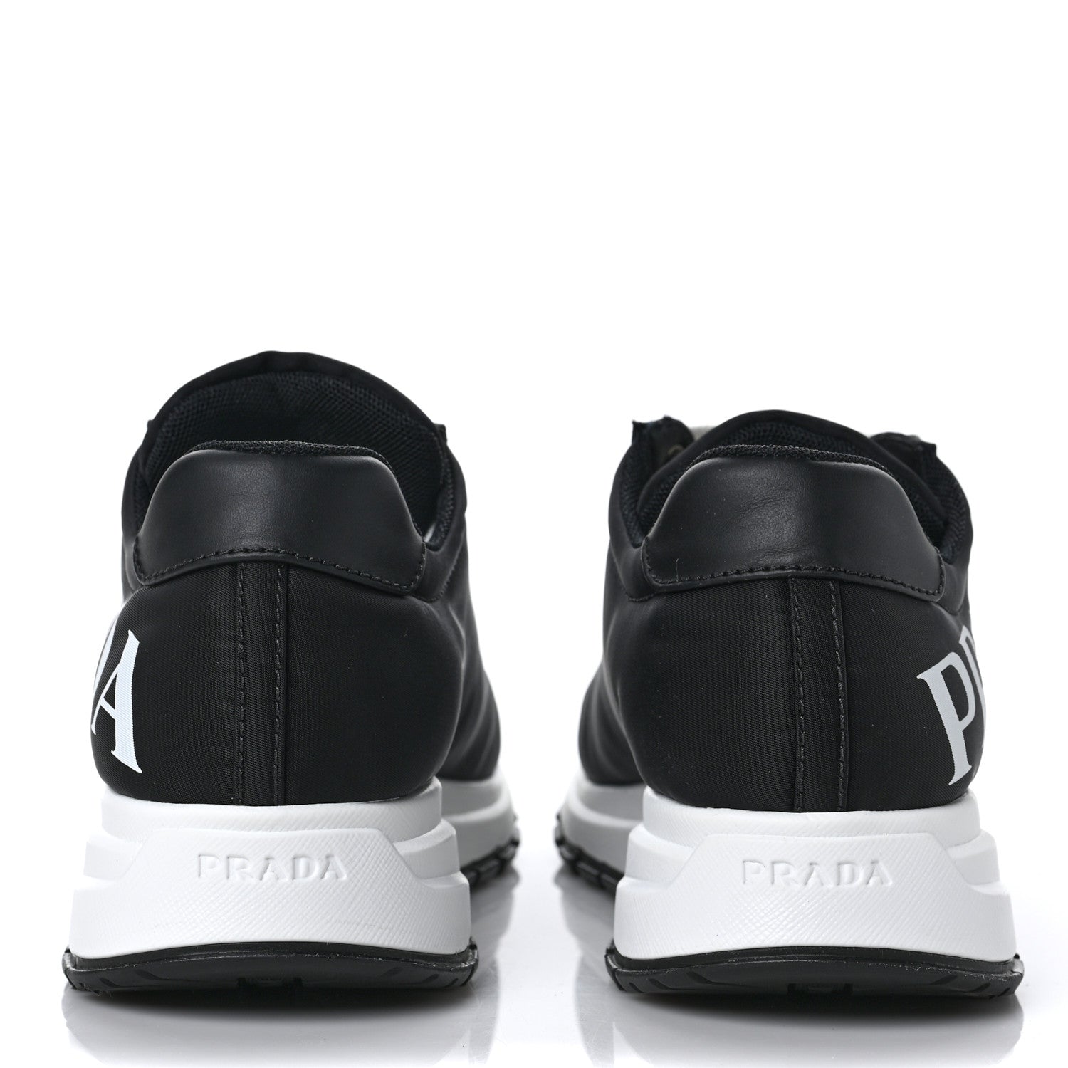 Prada Nylon Gabardine Logo Sneakers 39 Black White 5 of 10