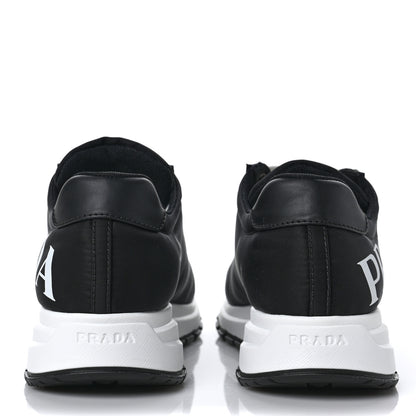 Prada Nylon Gabardine Logo Sneakers 39 Black White 5 of 10