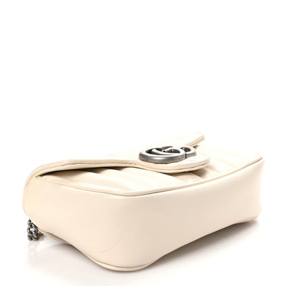Gucci Calfskin Matelasse Aria Super Mini GG Marmont Shoulder Bag Mystic White 4 of 10