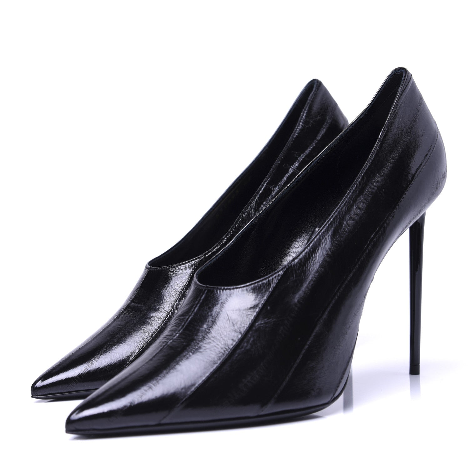 Saint Laurent Shiny Eel Teddy High Vamp 105 Pumps 42 Black 4 of 14
