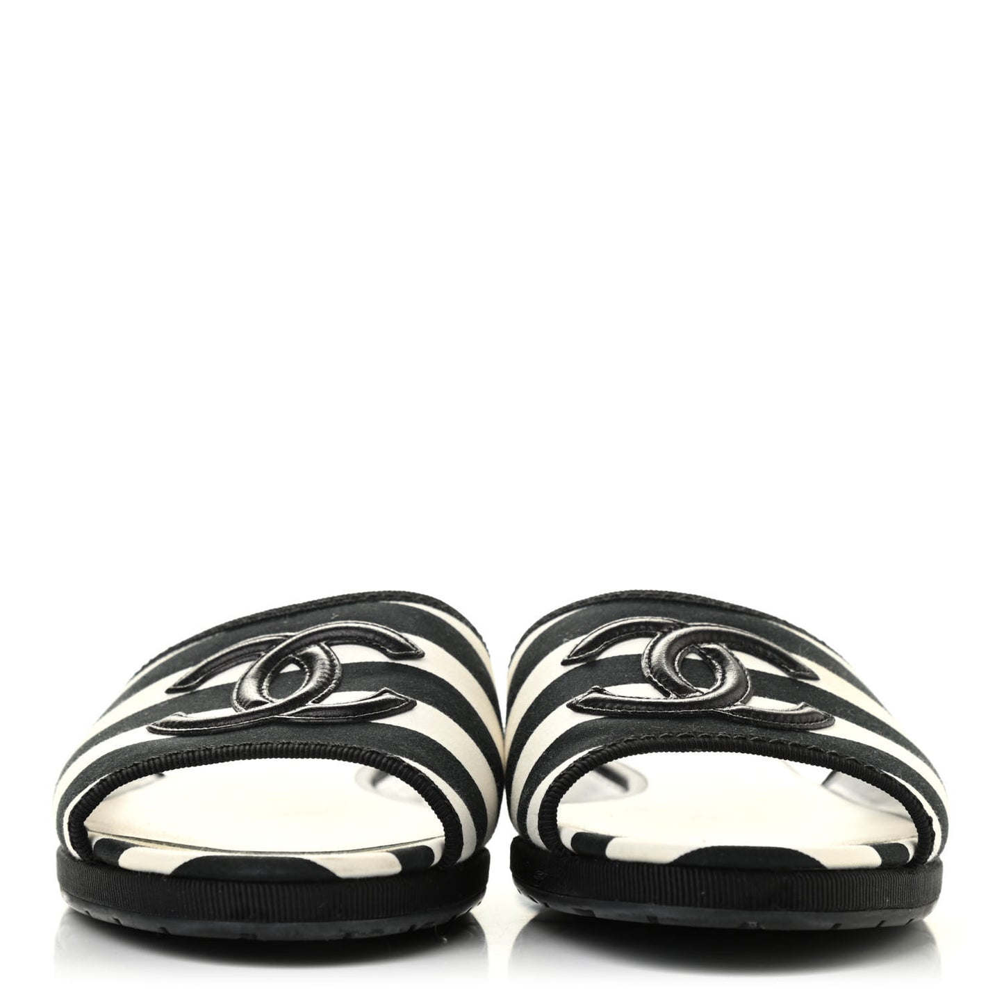 Striped CC Mules 38 Black White