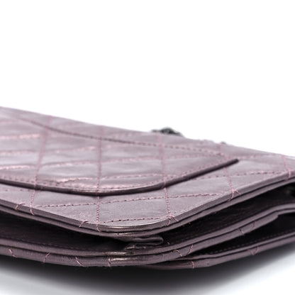 Chanel Metallic Aged Calfskin Quilted 2.55 Reissue Wallet on Chain WOC Purple 12 of 13