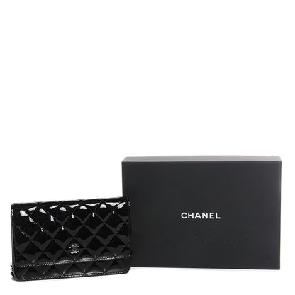 Chanel Patent Quilted Wallet On Chain WOC Black 8 of 9