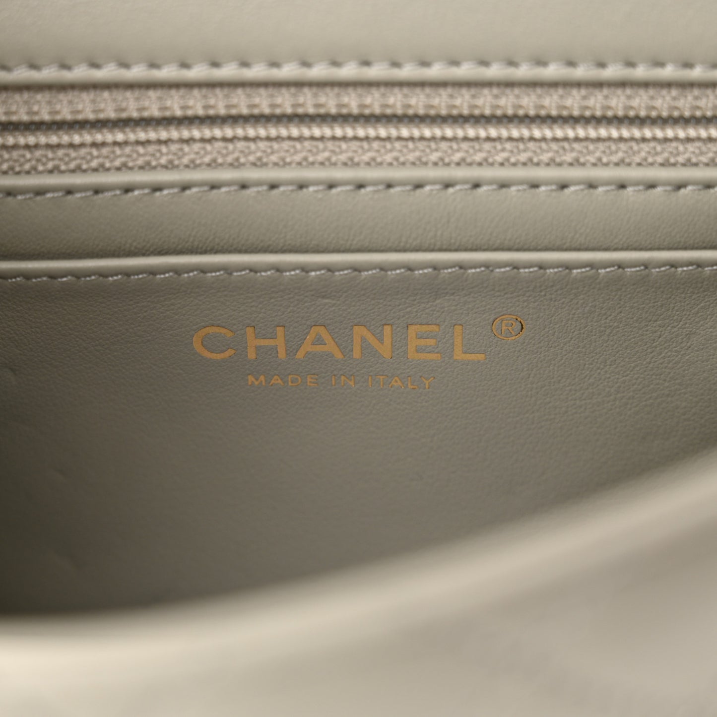 Lambskin Quilted Mini Pearl Crush Flap Grey