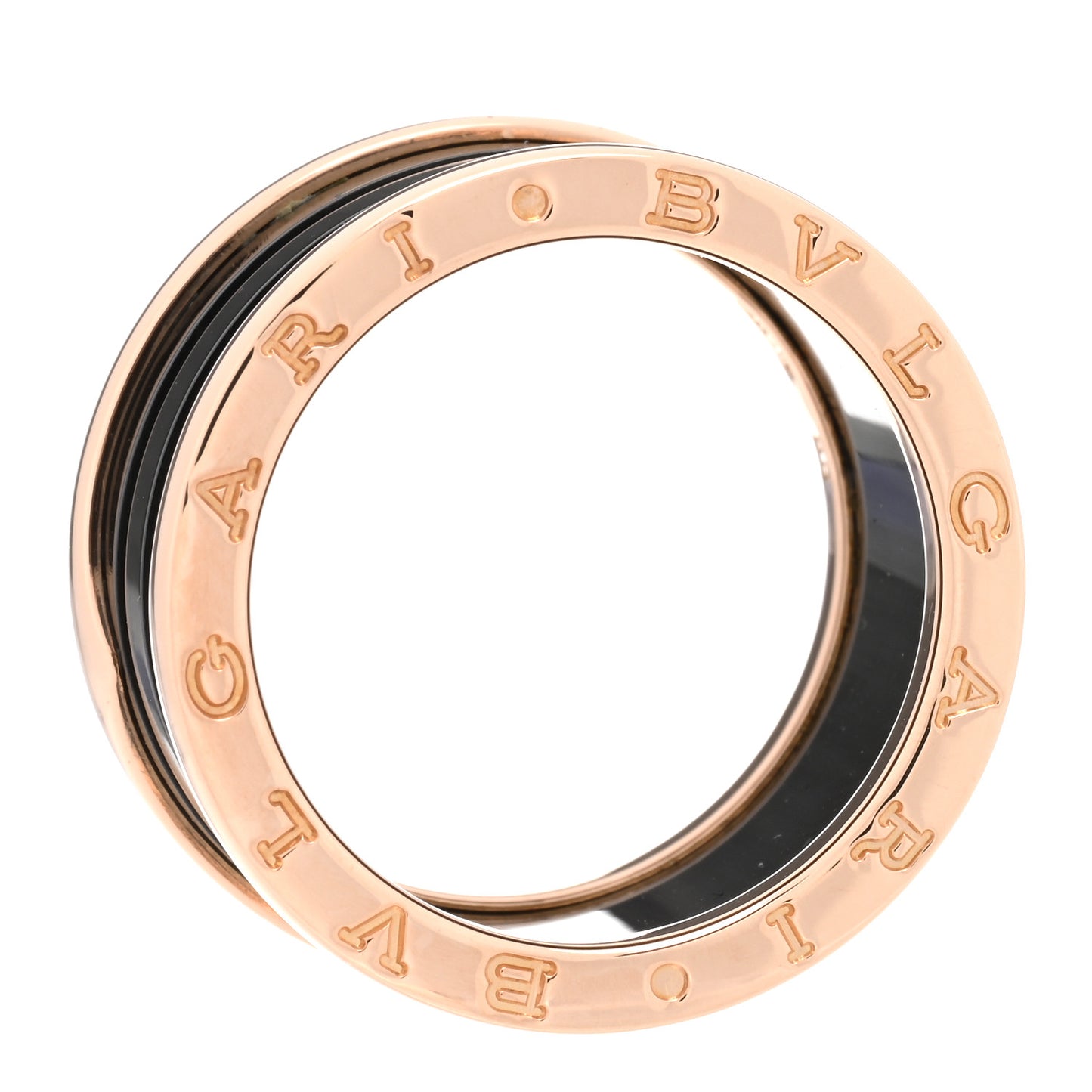 18K Rose Gold Black Ceramic B.Zero1 Four-Band Ring 58 8.5