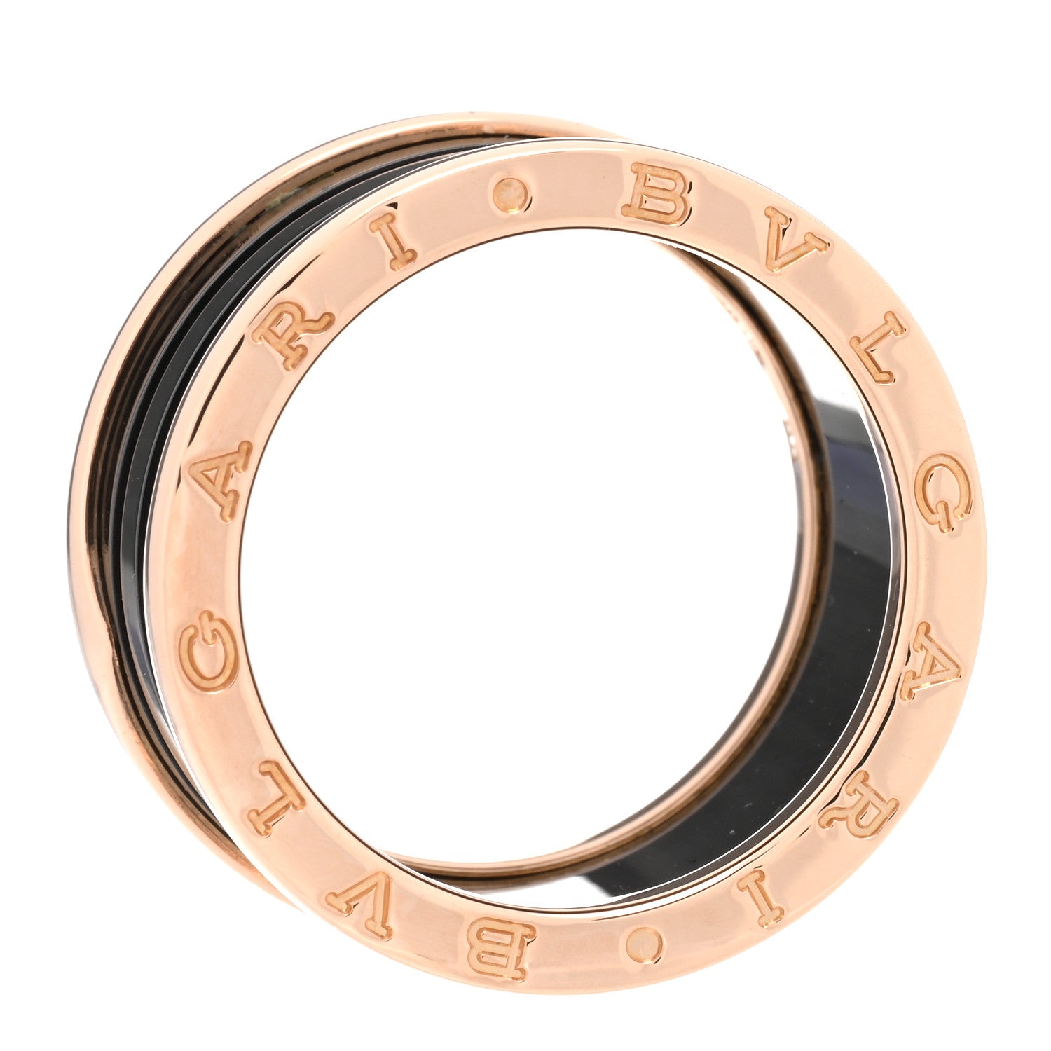 Bulgari 18K Rose Gold Black Ceramic B.Zero1 Four-Band Ring 58 8.5 4 of 6