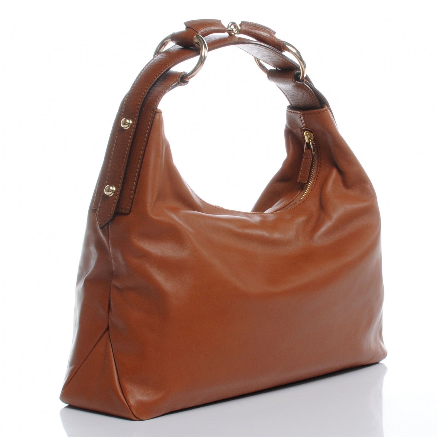 Leather Medium Horsebit Chain Hobo