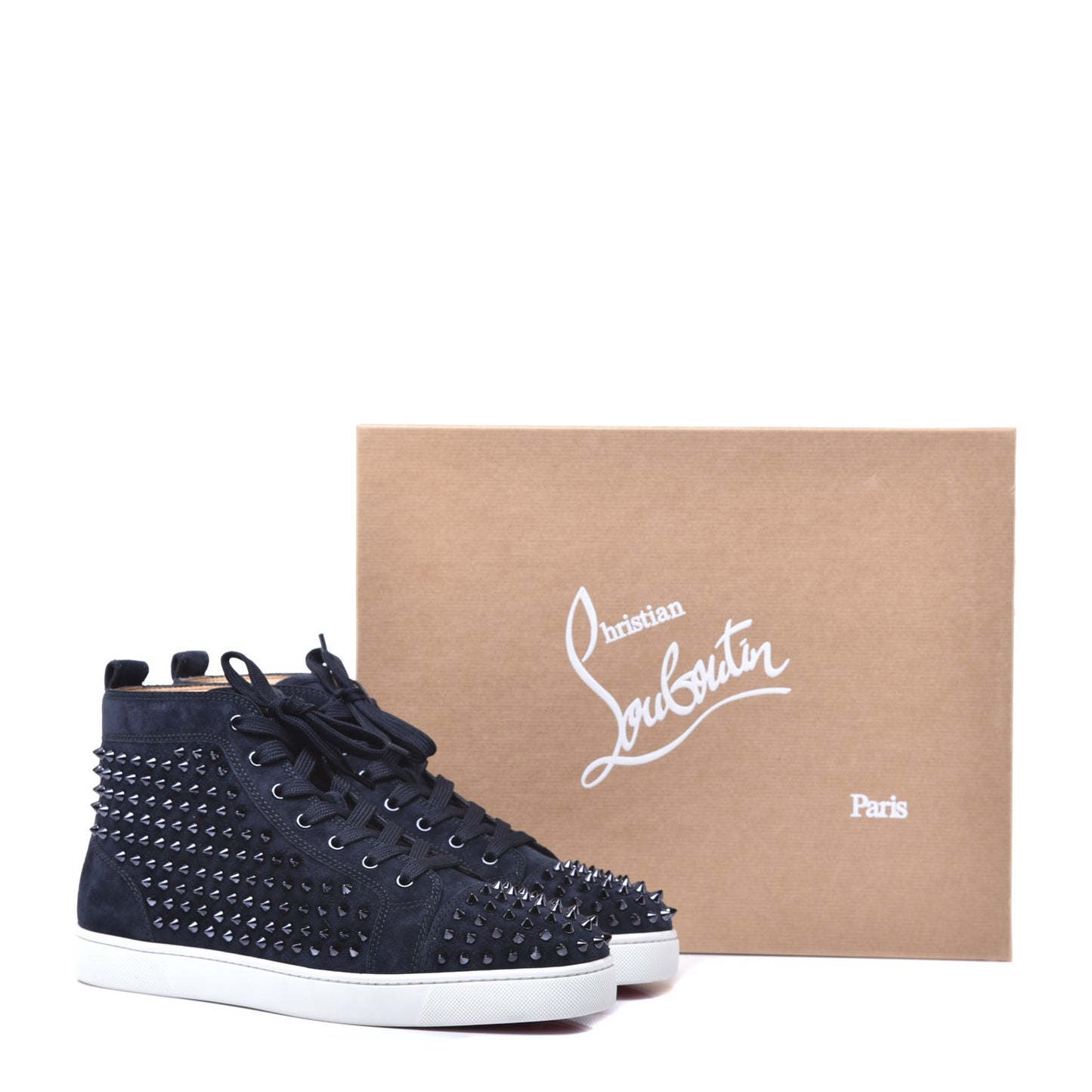 Veau Velours Mens Louis Spikes Flat Sneakers 45 Marine