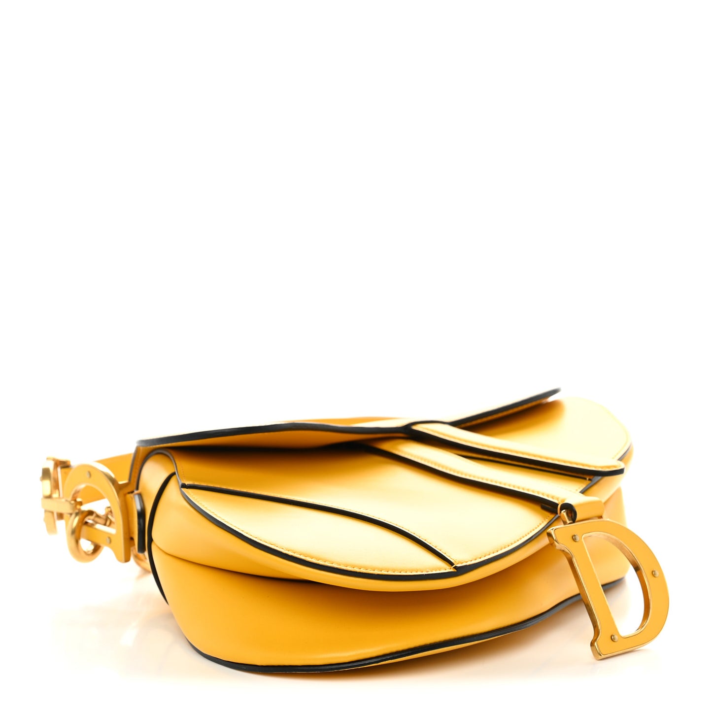 Calfskin Saddle Bag With Strap Yellow