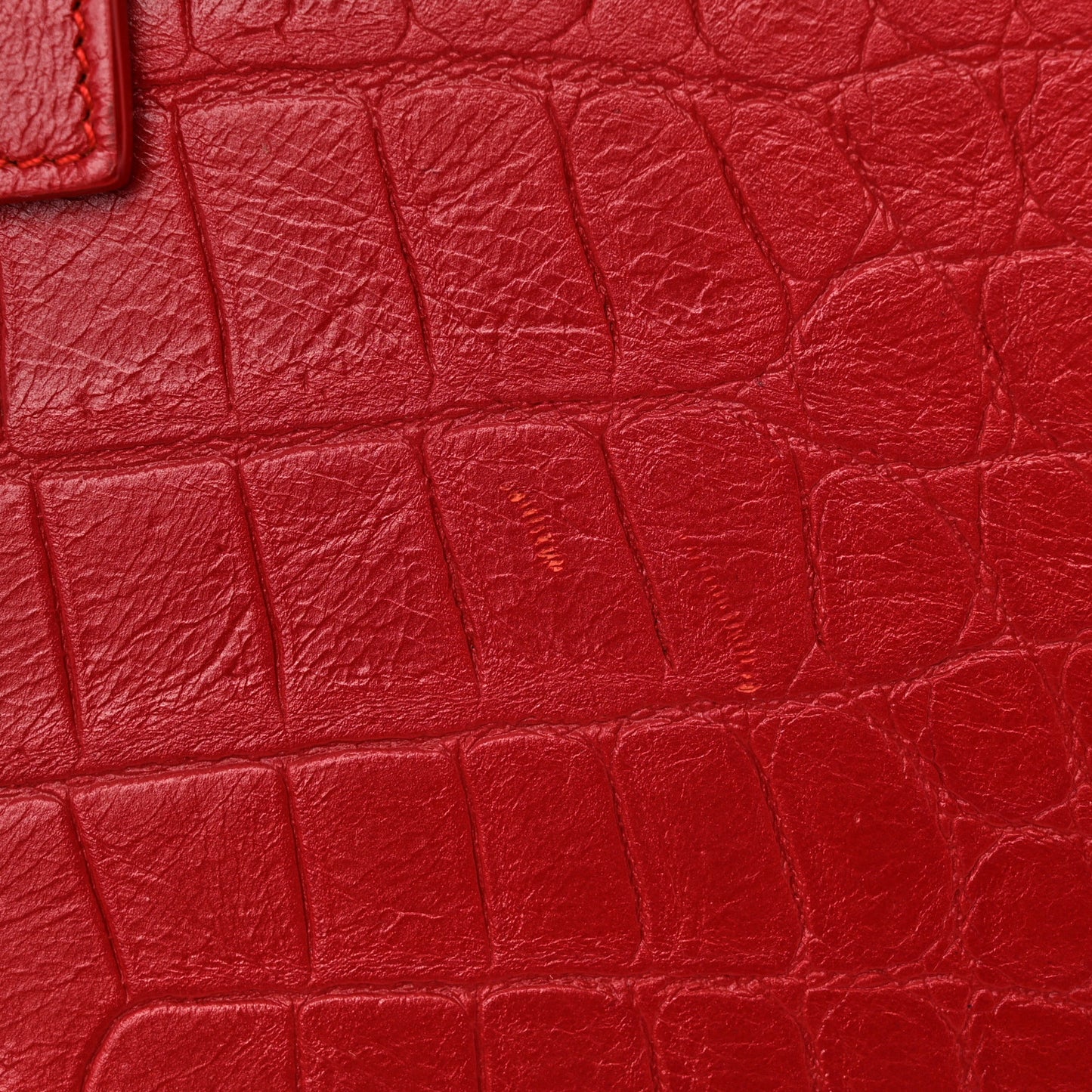 Calfskin Crocodile Embossed Small Sac de Jour Eros Red