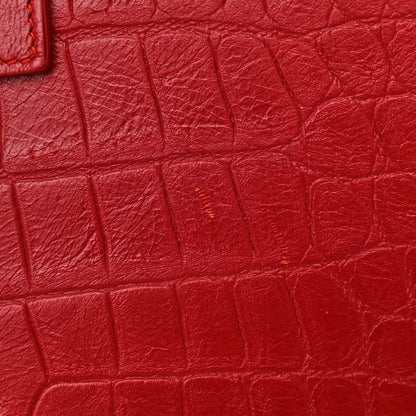 Saint Laurent Calfskin Crocodile Embossed Small Sac de Jour Eros Red 16 of 20